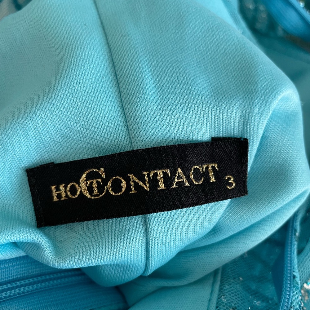 Hot Contact Teal Sparkle Formal Cocktail Dress - Picture 5 of 5